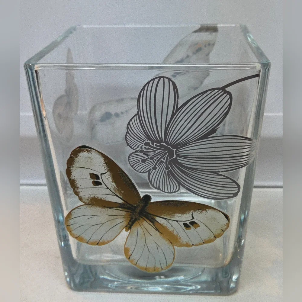 Heavy Glass Butterfly Decal Vase 5